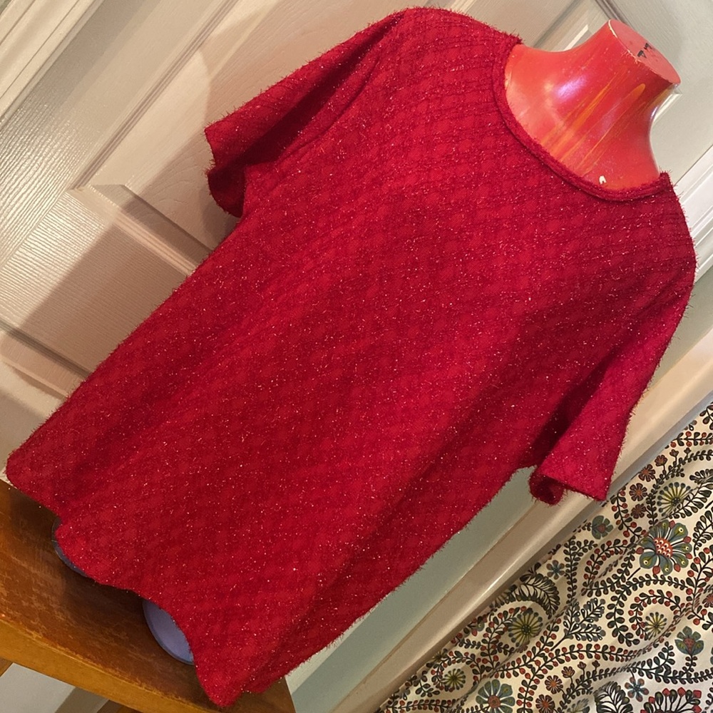 Kathie Lee Collection Red Boxy Short Sleeve T-Shirt